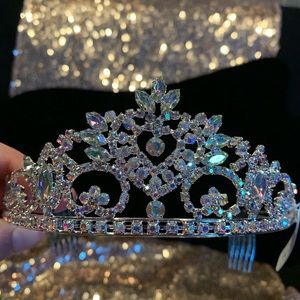 Beautiful silver tiara with rhinestones